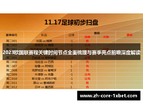 2023欧国联赛程关键时间节点全面梳理与赛季亮点前瞻深度解读 2023欧国联赛程关键时间节点全面梳理与赛季亮点前瞻深度解读